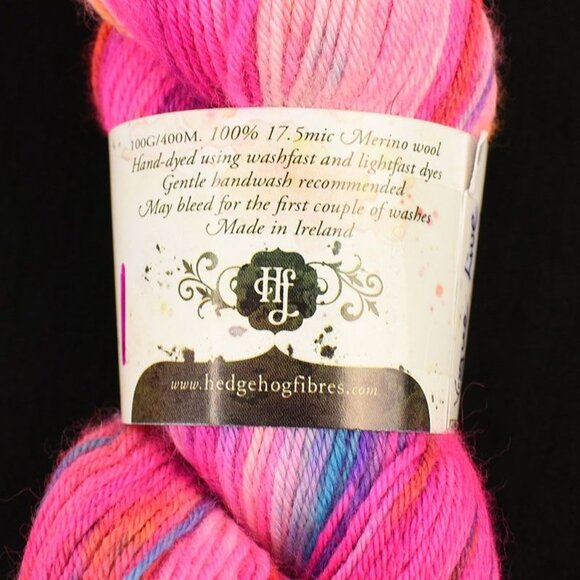 Hedgehog Fibres Sporty Merino Yarn 17.5 Micron Wool Hand-Dyed Pink Blue - Picture 3 of 3